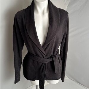 The North Face dark gray tie belt soft stretch cotton blend cardigan M